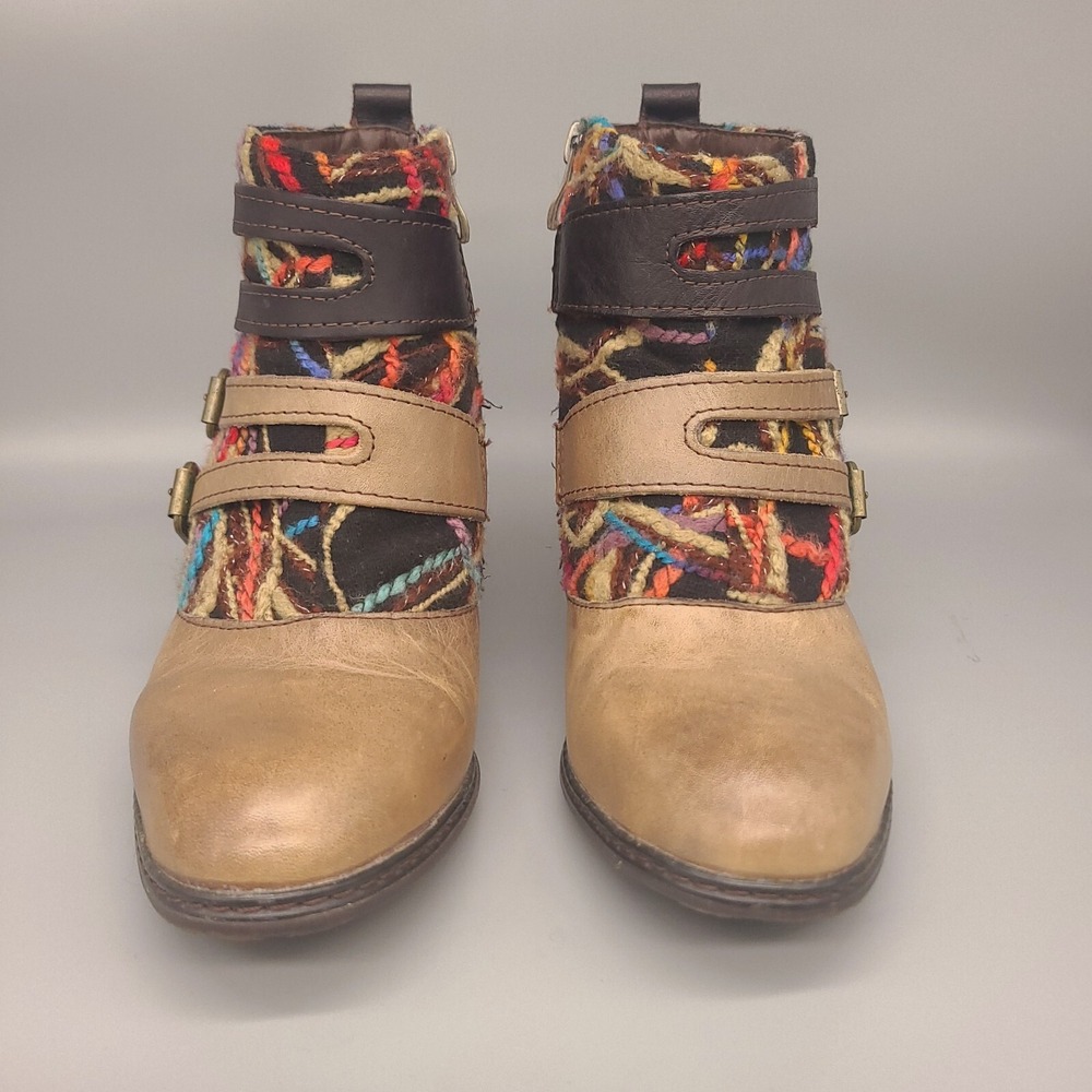 Multi-Color Patterned Leather Strap Ankle Boot - image 3